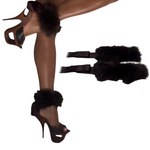 Shoe Slutz brown fur anklet (short ribbon)