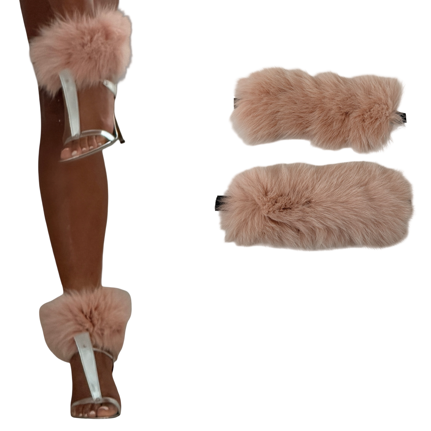 Shoe Slutz light pink fur anklet